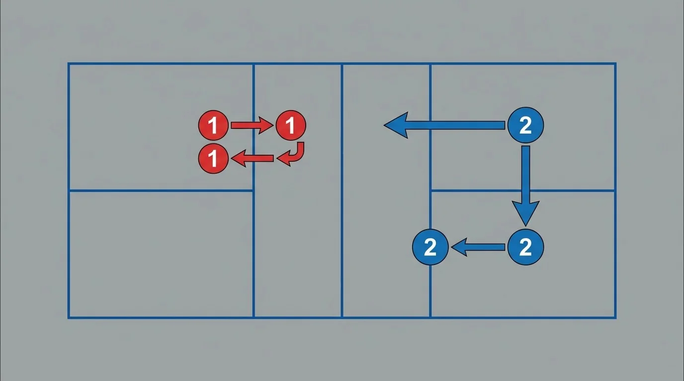 Overhead diagram comparing a short kitchen lunge with a deeper transition load