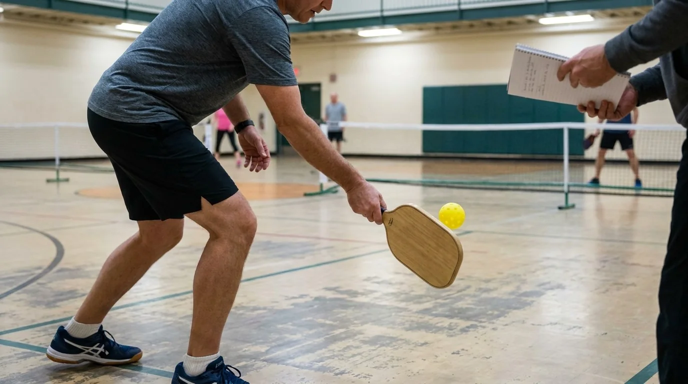 侧面教学特写：短引拍、屈膝、身前接触与前送