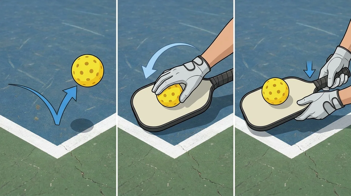 Sơ đồ bài tập đón bóng nhẹ trên mặt vợt pickleball