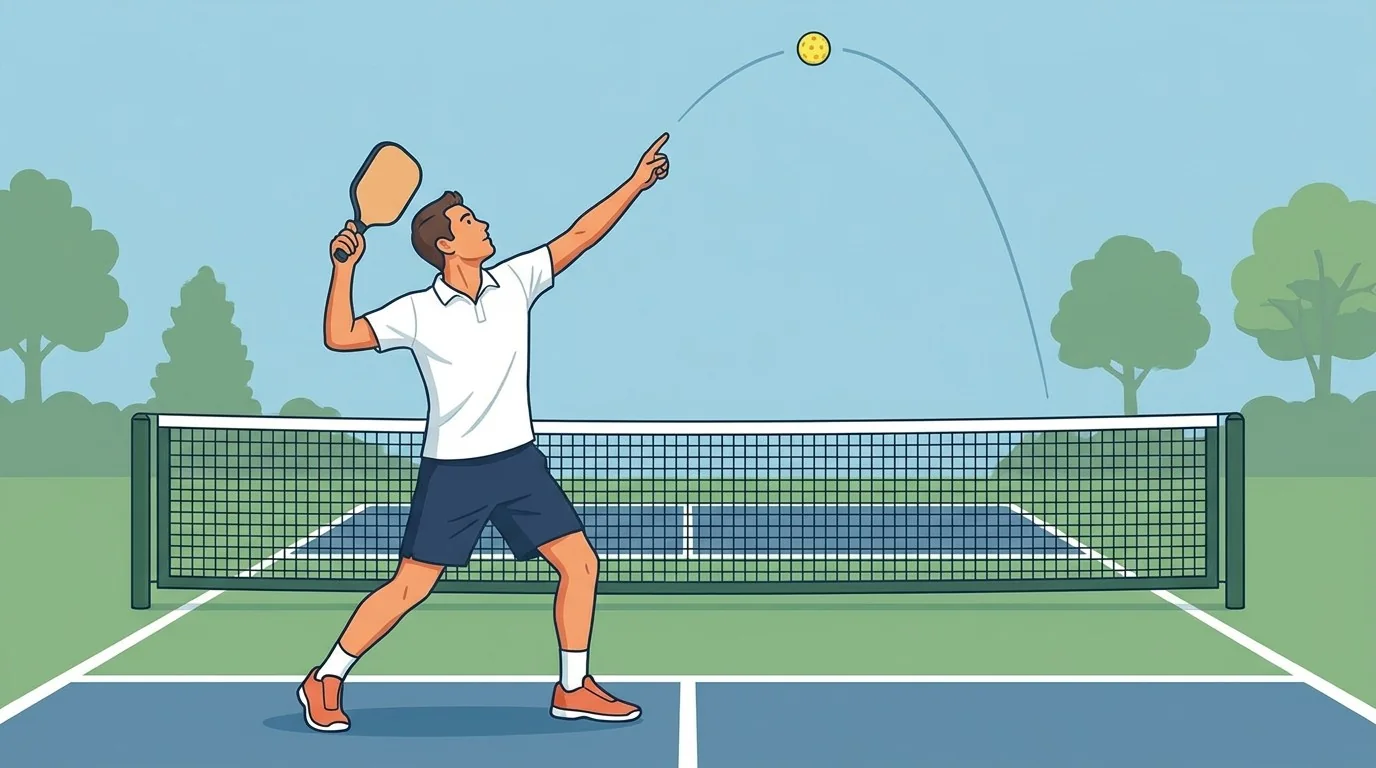 Seitliche Bereitschaftsposition mit Blick auf einen hohen Pickleball