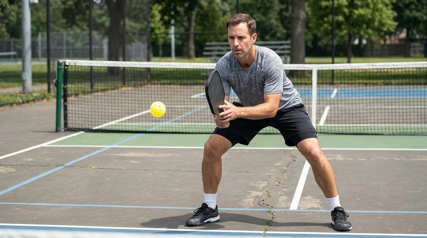 Schéma de coaching montrant le split-step et la trajectoire de contre