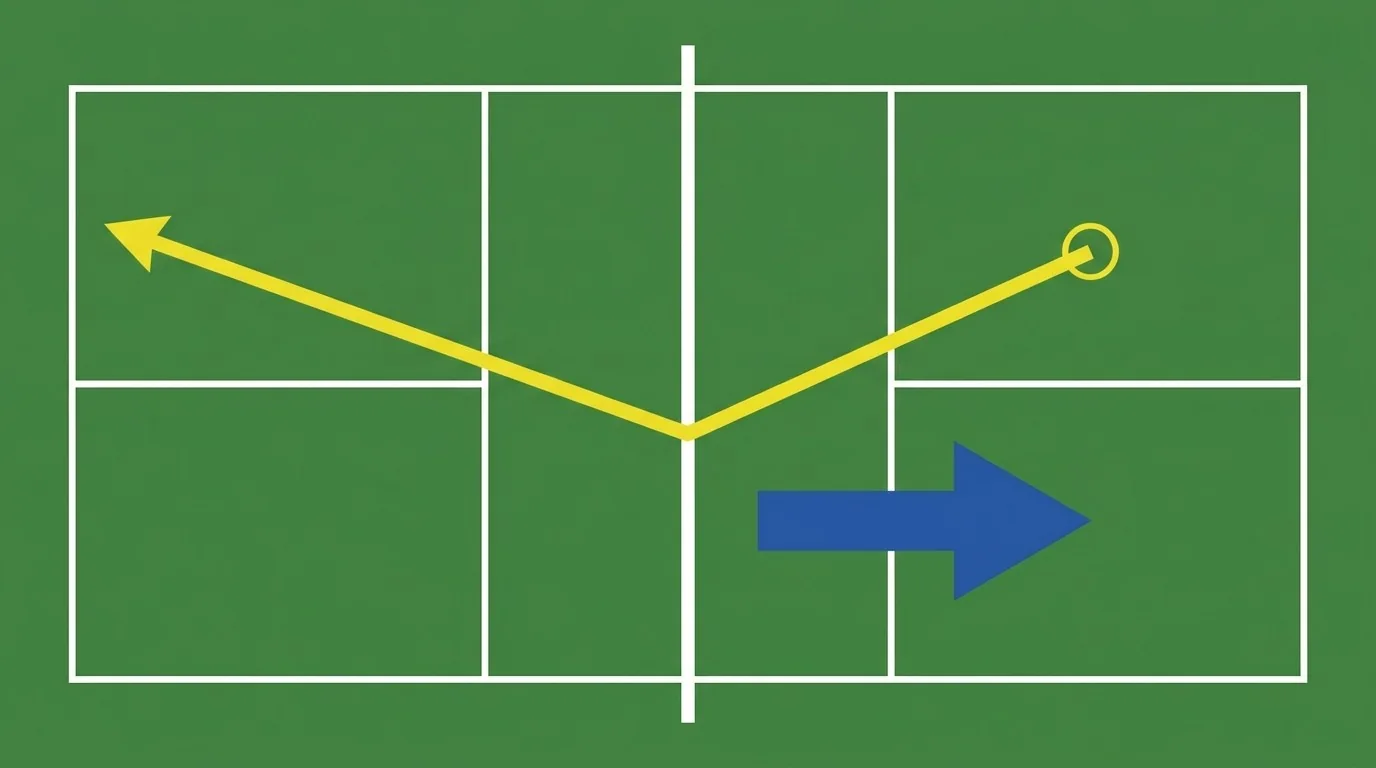 Diagram showing a net-cord serve bouncing inside the legal diagonal service box