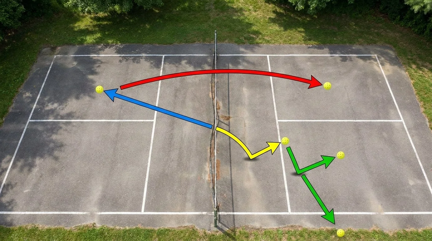 サーブから二回のバウンドまでを示すコート図