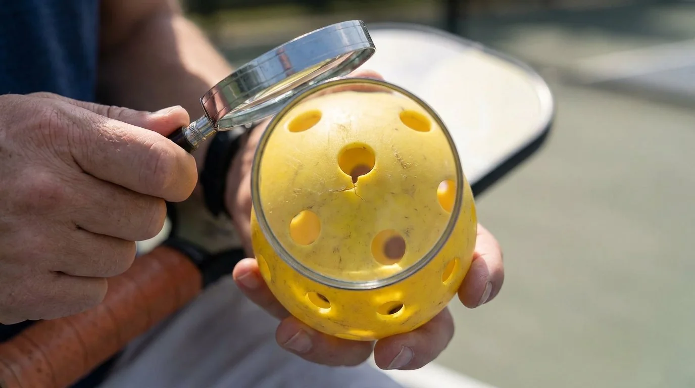 Pelotas de pickleball siendo limpiadas y secadas antes de guardarlas