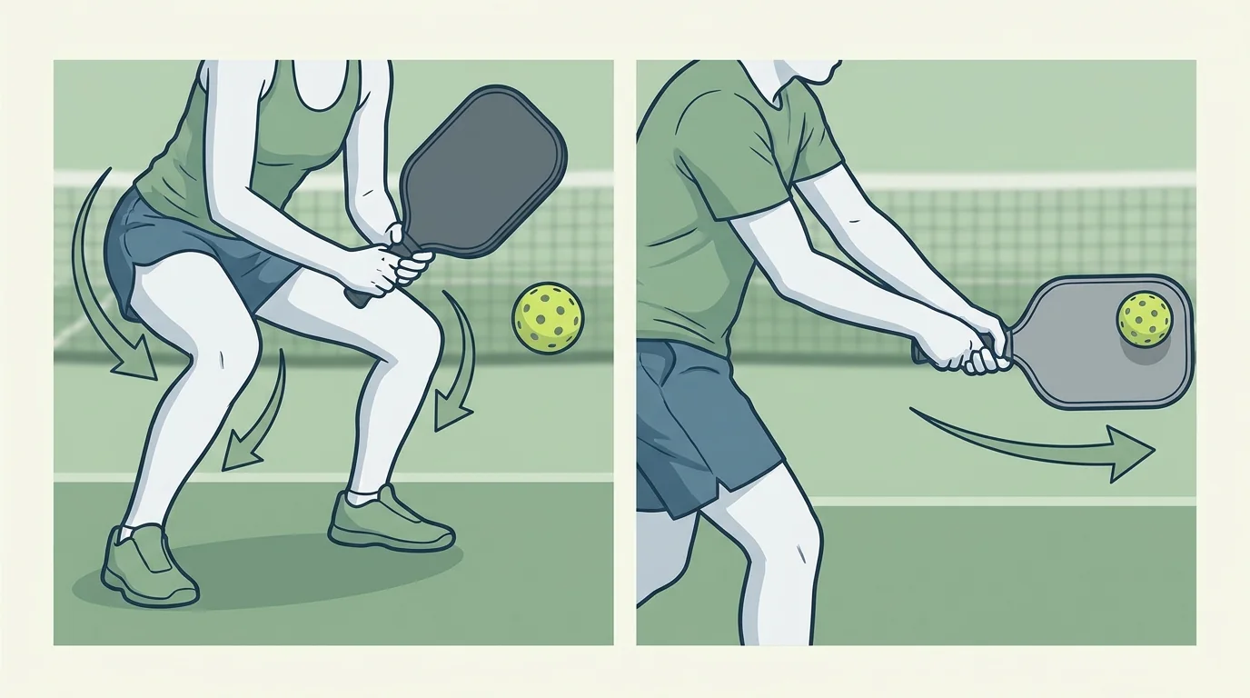 Tiefe Bereitschaft und kompakte Rückhandbewegung beim Pickleball-Reset