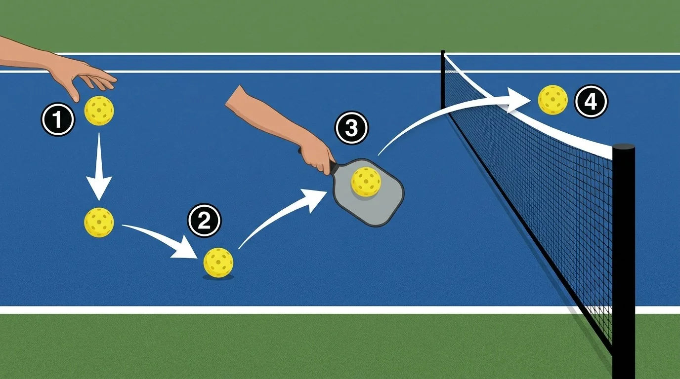 Drop-Serve: natürliche Freigabe, Aufprall und erlaubter Treffpunkt