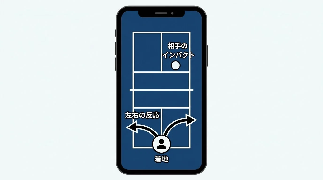 リセットショットの軌道と前進位置を示す俯瞰図