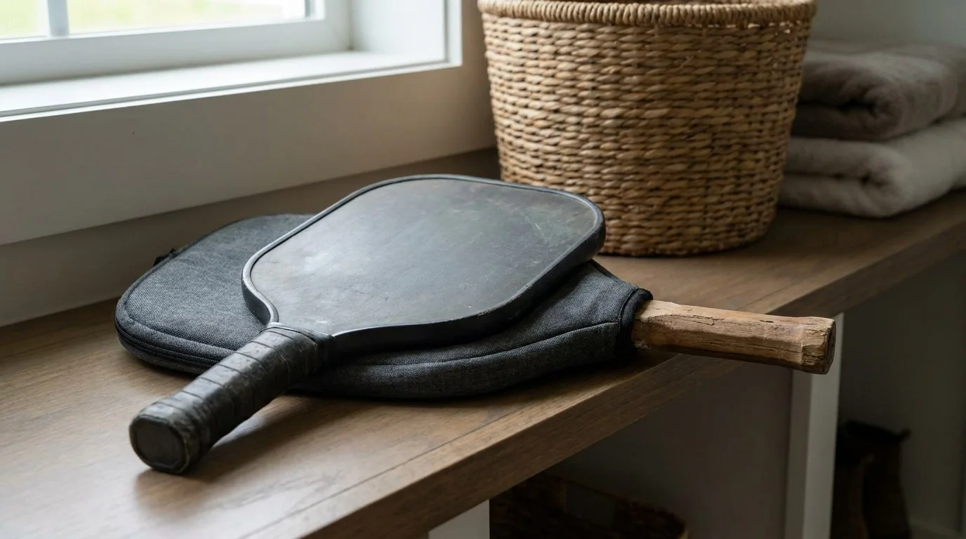 Pickleball-Paddle wird mit einem weichen Tuch gereinigt