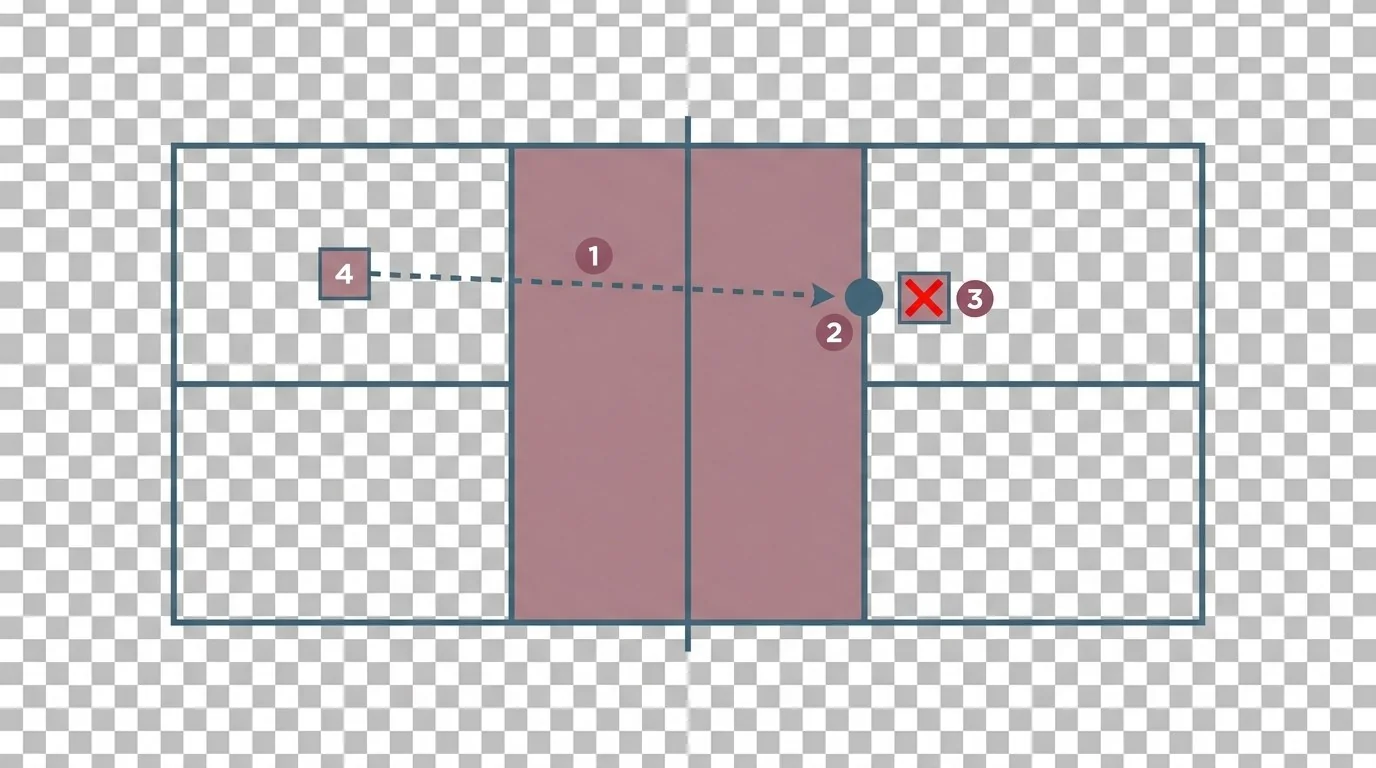 Comparação visual entre saque legal e saque que toca a linha