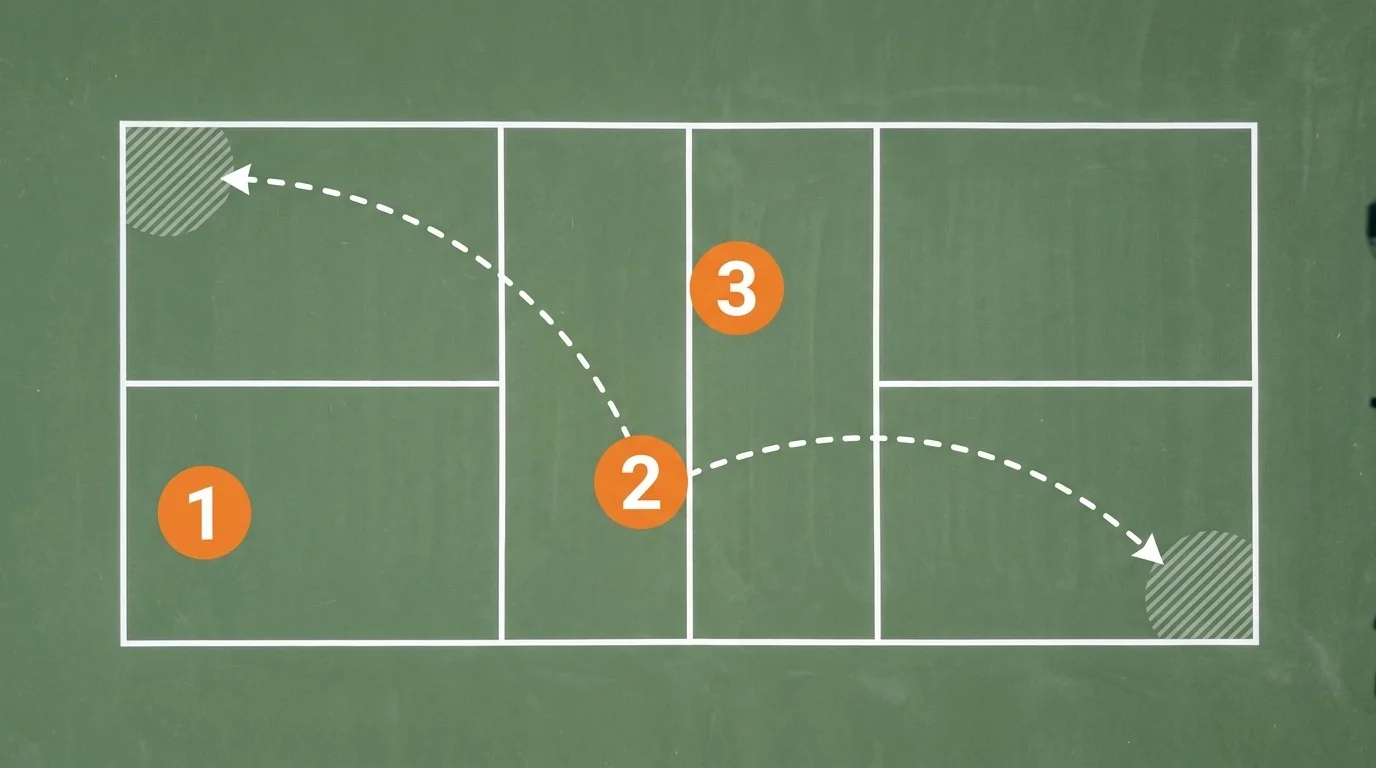 Overhead diagram of the approach, contact, and recovery sequence