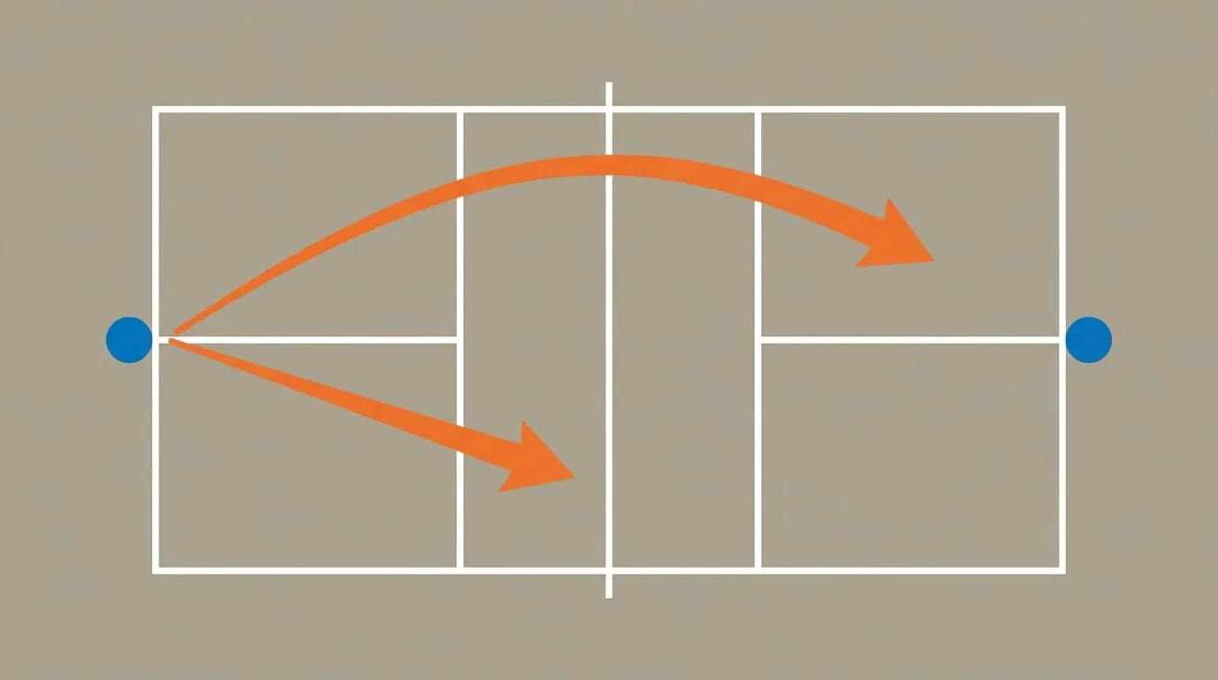 Diagrama do retorno profundo e do avanço até a zona de não-volley