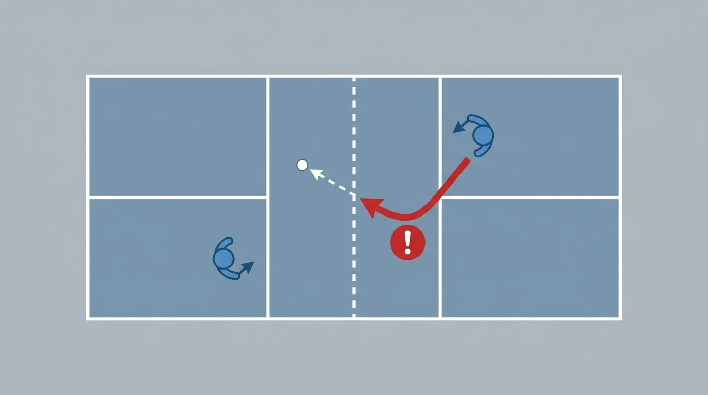 Overhead diagram showing a clear call and movement toward a middle ball