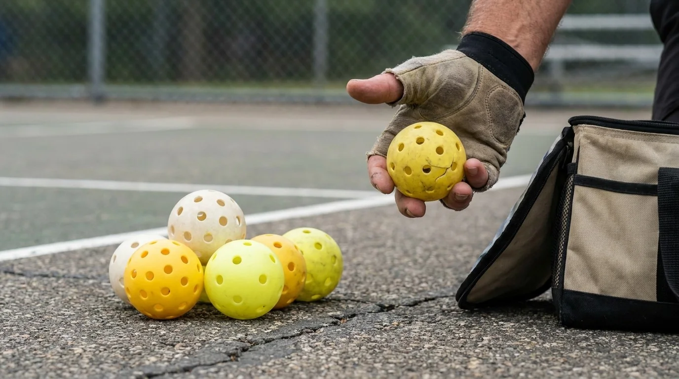 Pickleball wird vor dem Spiel auf Risse und Verformung geprüft