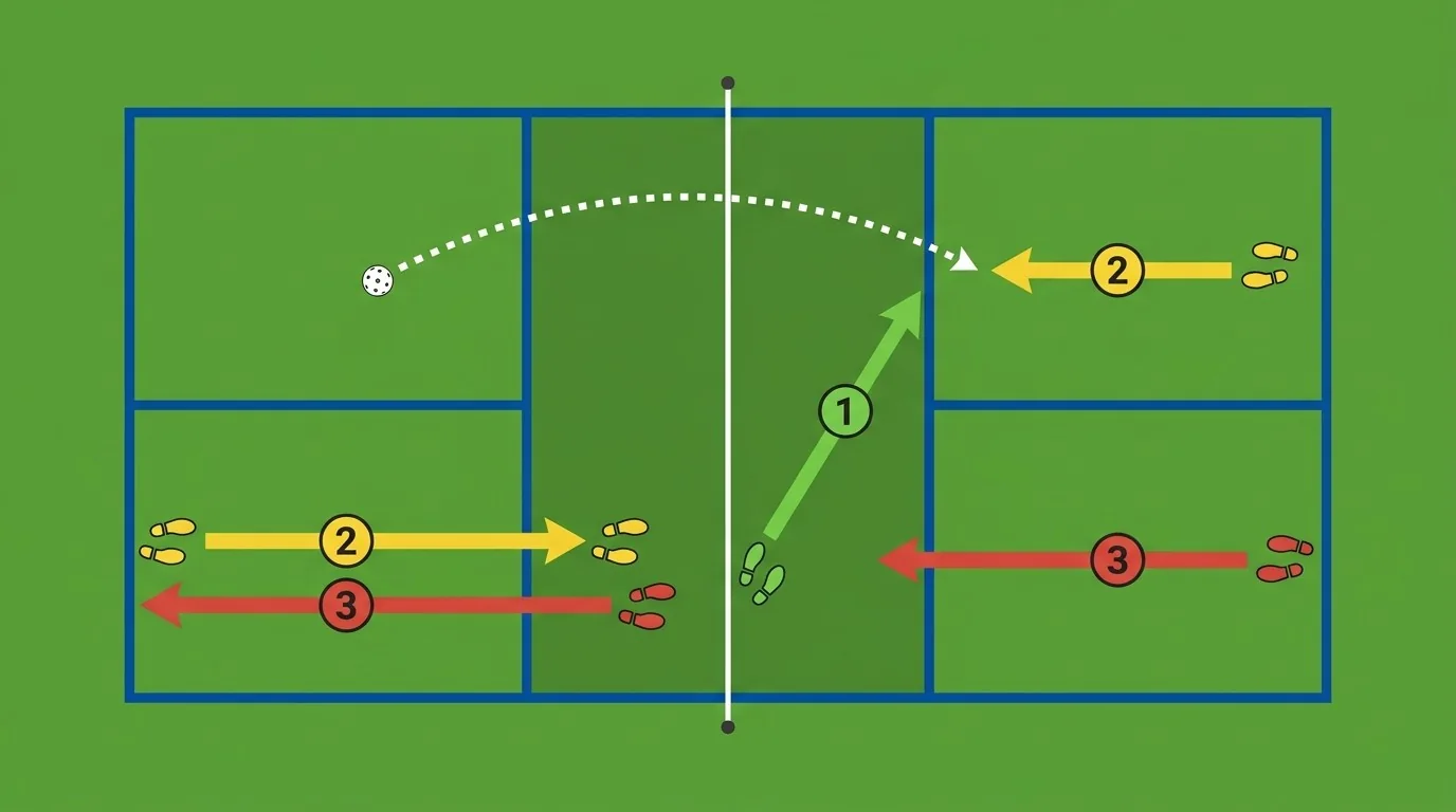 Schéma des trois décisions face à une balle flottante au pickleball