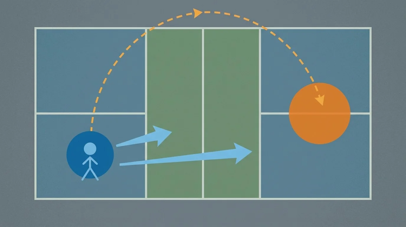 Schema du retour slice de revers : trajectoire profonde et replacement