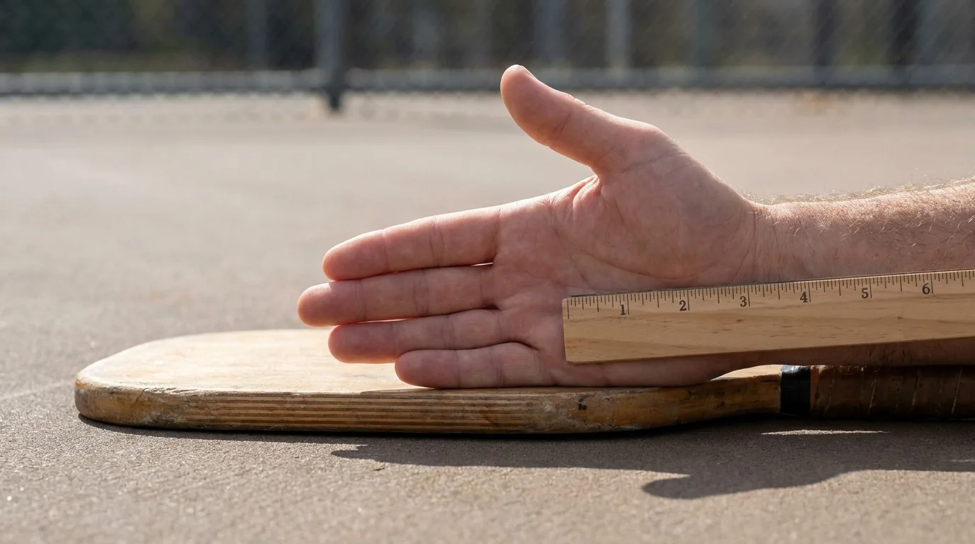 Handmessung vom mittleren Handflächenknick bis zur Ringfingerspitze