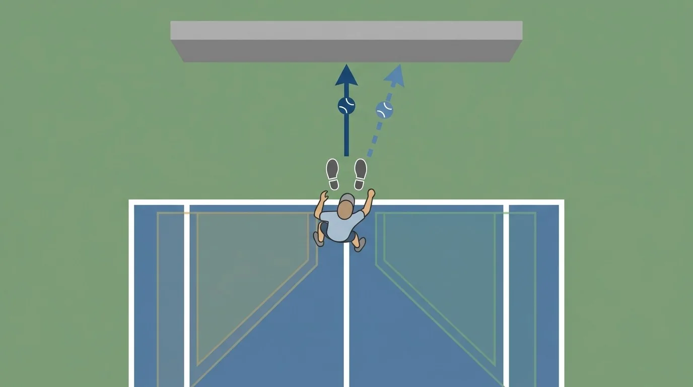 Schematische Übungsanordnung für Zuspiel, Split-Step und Volley-Reset an der Wand