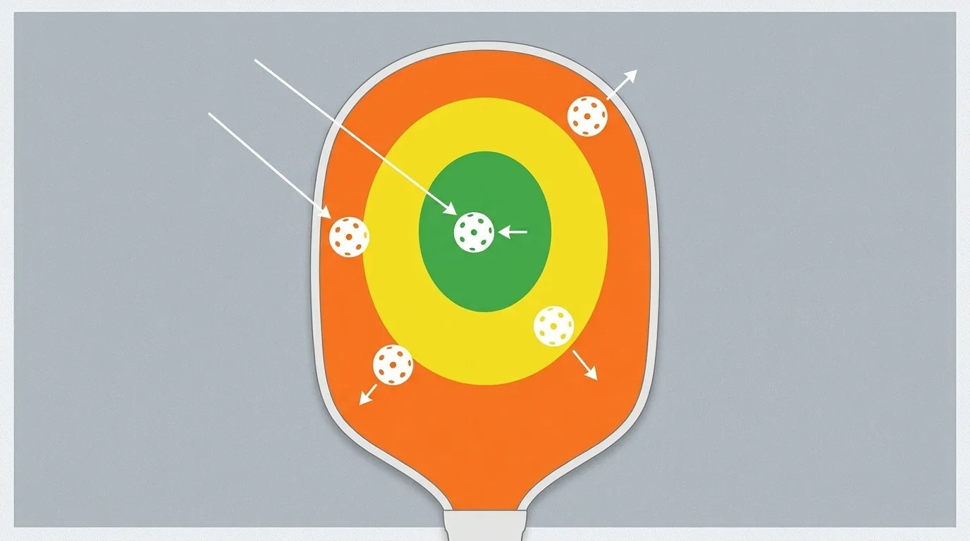 Cận cảnh mặt vợt pickleball và vùng điểm chạm dễ kiểm soát