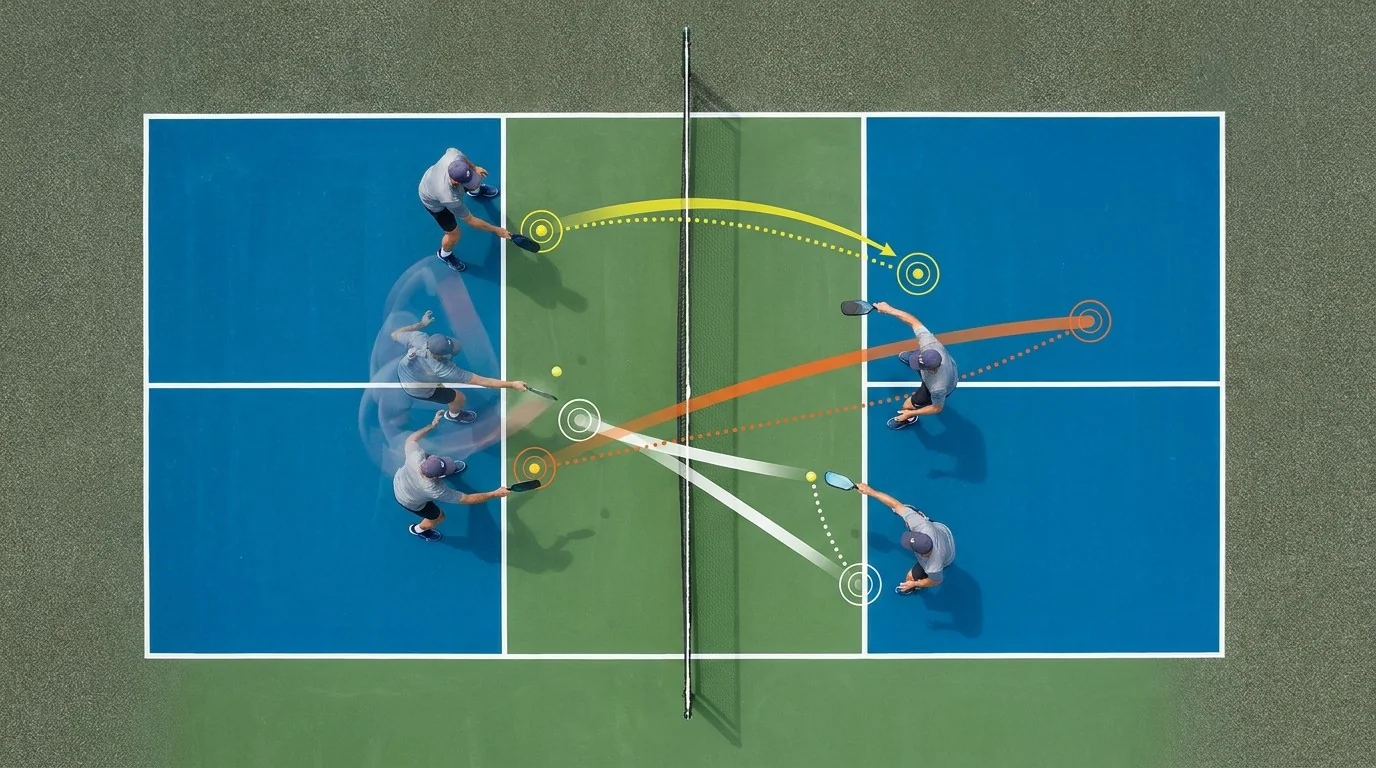 Escena de prueba de una pala con dink, drive y bloqueo en la pista