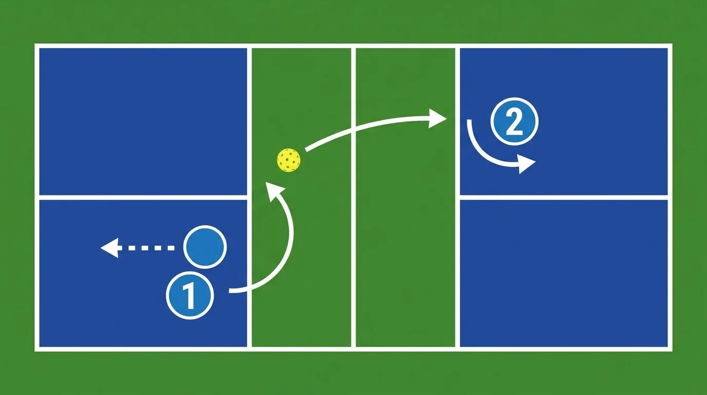 Diagrama de escolha entre forehand e backhand conforme o espaço criado pelos pés